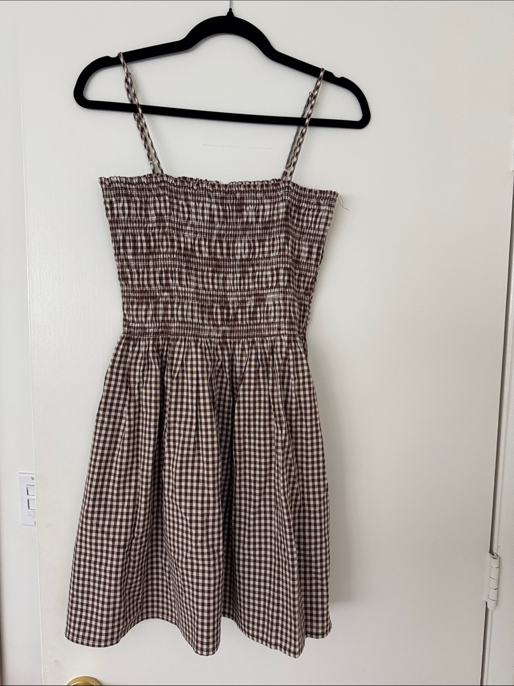 Elodie Brown Gingham Smocked Sundress